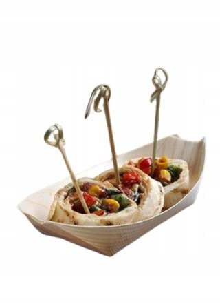 Miseczki drewniane finger food łódki 16,5 cm bambusowe tacki na przekąski 50 szt