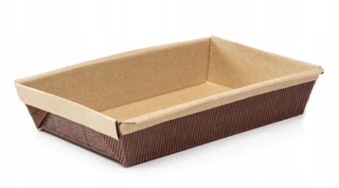 Foremki papierowe PLUMCAKE prostokątne brązowo-beżowe 195 x 118 x 40 10 sztuk