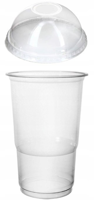 KUBKI plastikowe 0,5l 500ml + WIECZKA BUBBLE TEA z otworem 95mm REUSE 50szt