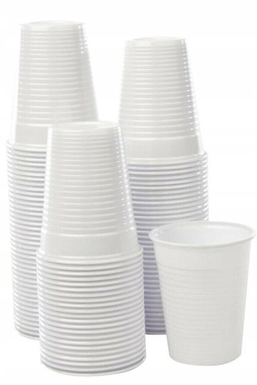 KUBKI plastikowe BIAŁE kubeczki wielorazowe REUSE 200ml 100 sztuk