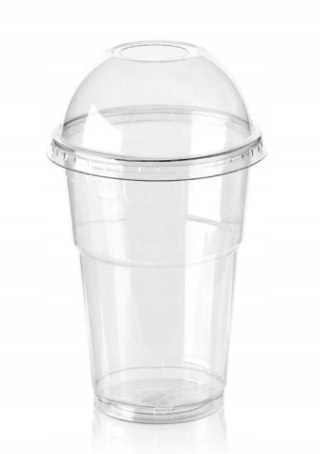 KUBKI plastikowe PET 300ml z pokrywkami BEZ OTWORU Ø78mm 50 szt