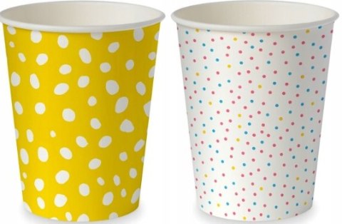 Kubki papierowe do kawy napojów PASTEL kolorowe kropki 250ml Ø8cm 50 sztuk