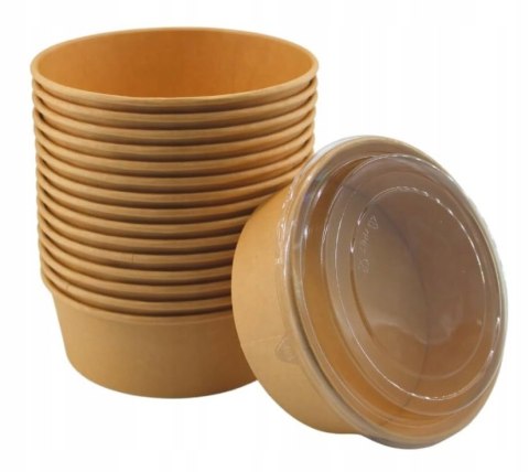 Miski papierowe + pokrywy pojemniki na sałatki brązowe Ø18cm 1100ml 50szt