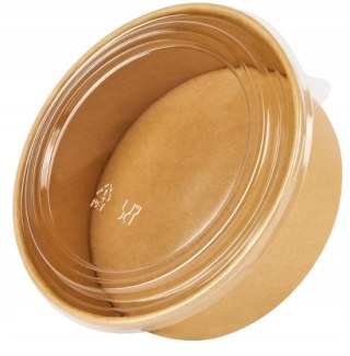 Miski papierowe + pokrywy pojemniki kraft na sałatki brązowe Ø18cm 1300ml 50szt