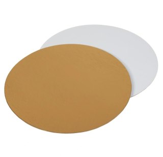 PODKŁADY POD TORT Ø 28 cm złote gładkie okrągłe sztywne 2400gr/m2 25 sztuk