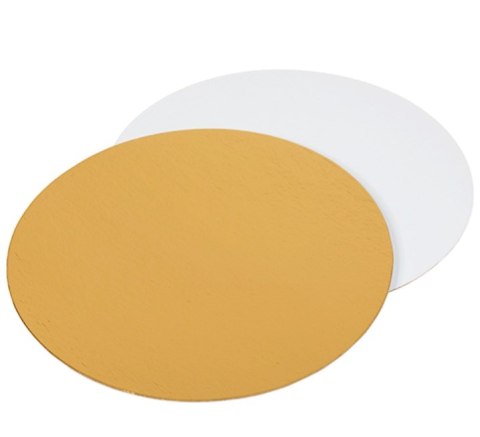 PODKŁADY POD TORT biało złote tortowe sztywne dwustronne ⌀ 26 cm 25 sztuk