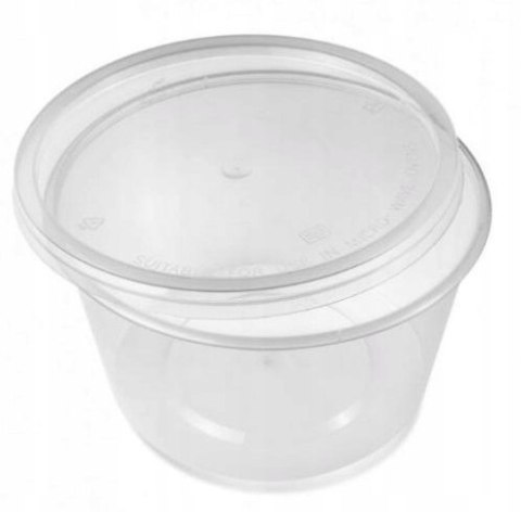 POJEMNIKI PLASTIKOWE NA ZUPĘ przezroczyste 350ml + wieczka komplet 50szt