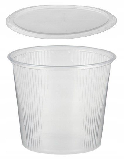 POJEMNIKI plastikowe okrągłe przezroczyste +pokrywki 400ml REUSE 100sztuk