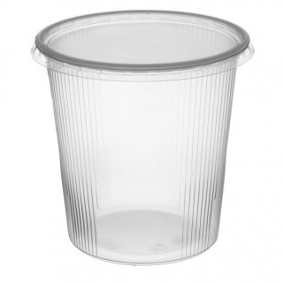 POJEMNIKI plastikowe okrągłe przezroczyste + pokrywki 500ml PP REUSE 100szt