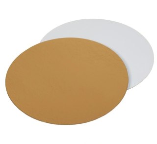 Podkłady pod tort Ø 22 cm białozłote (1100 gr./m2) okrągłe 50 szt