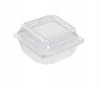 Pojemniki cukiernicze plastikowe zamykane przezroczyste 15,5 x 15,5 x 7,8 cm 50 szt