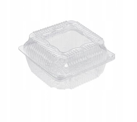 Pojemniki cukiernicze plastikowe zamykane przezroczyste 15,5 x 15,5 x 7,8 cm 50 szt