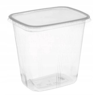 Pojemniki plastikowe z wieczkami prostokątne + pokrywki 500ml REUSE 100 szt