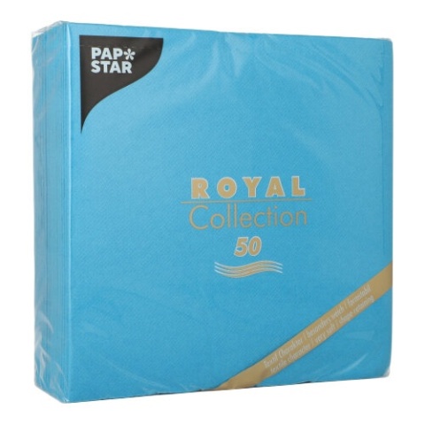 Serwetki Royal Collection PAPSTAR 3W 1/4 40 x 40 cm Airlaid turkus 50 szt.