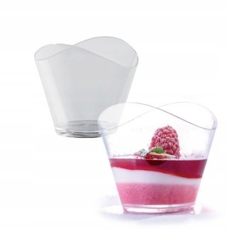 Pucharki plastikowe do deserów FALA 120ml pojemniki wielorazowe REUSE 24szt