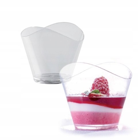 Pucharki plastikowe do deserów FALA 120ml pojemniki wielorazowe REUSE 24szt