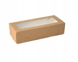 Pudełka z okienkiem brązowe 5 x 20 x 12 cm sushi ciastka pierniczki 25 szt