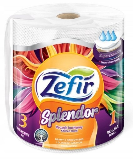 Ręcznik papierowy biały ZEFIR Splendor 60 metrów 3 warstwy
