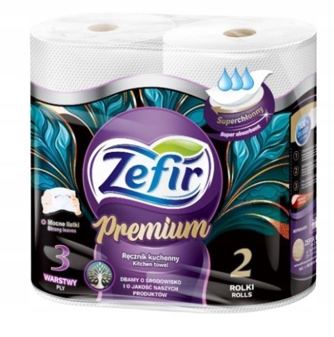 Ręcznik papierowy kuchenny ZEFIR PREMIUM 3 warstwy 20m 2 rolki