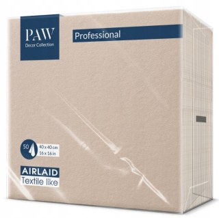 SERWETKI AIRLAID BEŻOWE FLIZELINOWE PREMIUM PAW BEŻ BEIGE 40x40cm 50 SZT