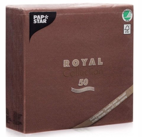 Serwetki Royal Collection PAPSTAR 3W 1/4 40 x 40 cm Airlaid brązowe 50 szt.