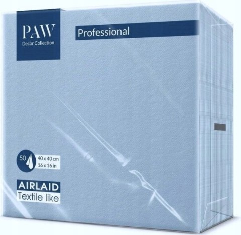 SERWETKI AIRLAID NIEBIESKIE FLIZELINOWE PREMIUM PAW BŁĘKITNE 40x40cm 50 SZT