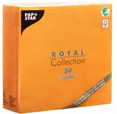 Serwetki Royal Collection PAPSTAR 3W 1/4 40 x 40 cm Airlaid pomarańczowe 50 szt.