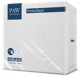 SERWETKI BIAŁE PAW AIRALID PREMIUM FLIZELINOWE 40x40 cm 50szt