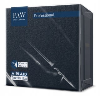 SERWETKI CZARNE PAW AIRLAID FLIZELINOWE AIRLAID PREMIUM 40x40cm 50 szt