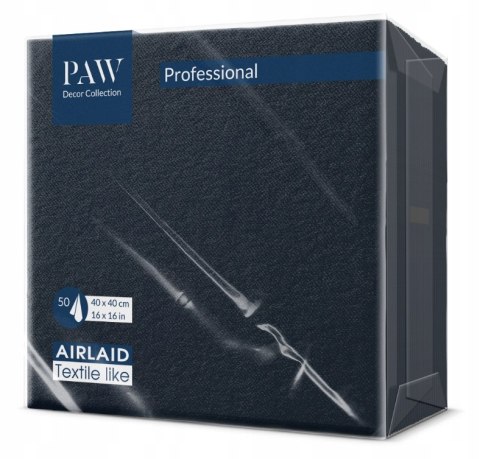 SERWETKI CZARNE PAW AIRLAID FLIZELINOWE AIRLAID PREMIUM 40x40cm 50 szt