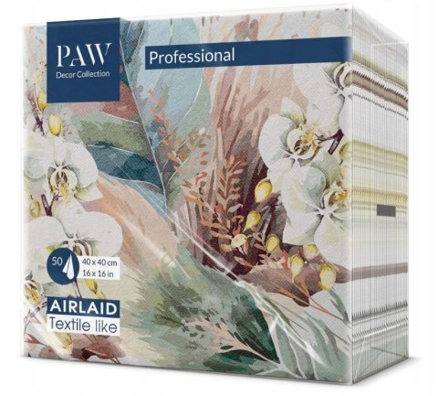 SERWETKI FLIZELINOWE PAW AIRLAID Foggy Leaves PREMIUM 40x40cm 50 szt