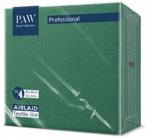 SERWETKI FLIZELINOWE PAW AIRLAID ZIELONE PREMIUM 40x40cm 50 szt
