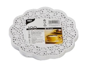 SERWETKI ażurowe okrągłe 15cm papierowe pod filiżanki ciastka 100szt