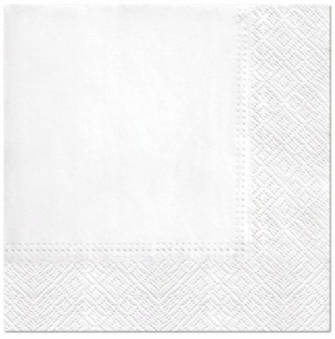 SERWETKI białe gładkie papierowe PAW DECOR 3-warstowe 33x33cm 20 sztuk