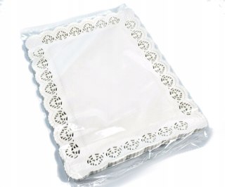 SERWETKI pod ciasto tort ażurowe DEKORACYJNE papierowe 34x26cm 100 sztuk
