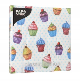 Serwetki papierowe kolorowe MUFFINKI Cupcakes 33x33 cm 3w, 20 sztuk