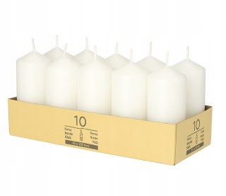 Świece pieńkowe średnica 4cm, wysokość 9cm walec 9h BIAŁE 10 sztuk
