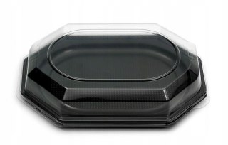 TACE CATERINGOWE + POKRYWY PATERY PÓŁMISKI CZARNE MINI 29x21cm 10 tac + 10 pokryw