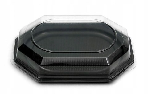TACE CATERINGOWE + POKRYWY PATERY PÓŁMISKI CZARNE MINI 29x21cm 10 tac + 10 pokryw