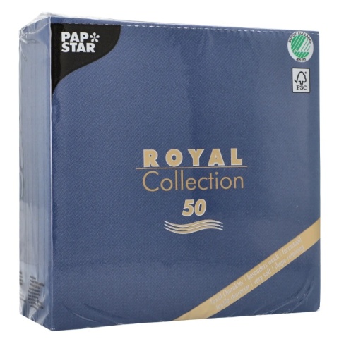 Serwetki Royal Collection PAPSTAR 3W 1/4 40 x 40 cm Airlaid ciemnoniebieskie 50 szt.