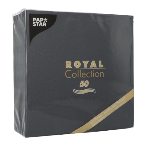 Serwetki Royal Collection PAPSTAR 3W 1/4 40 x 40 cm Airlaid czarne 50 szt.