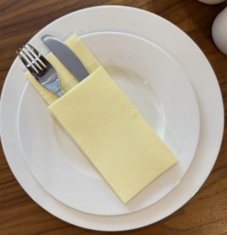 Serwetki na sztućce podłużne ŻÓŁTE pastelowe kieszonki kangurki 2-warstwy 50 szt.