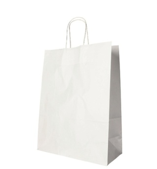 Torby papierowe 35×26×12 cm białe, skręcany uchwyt 25 sztuk
